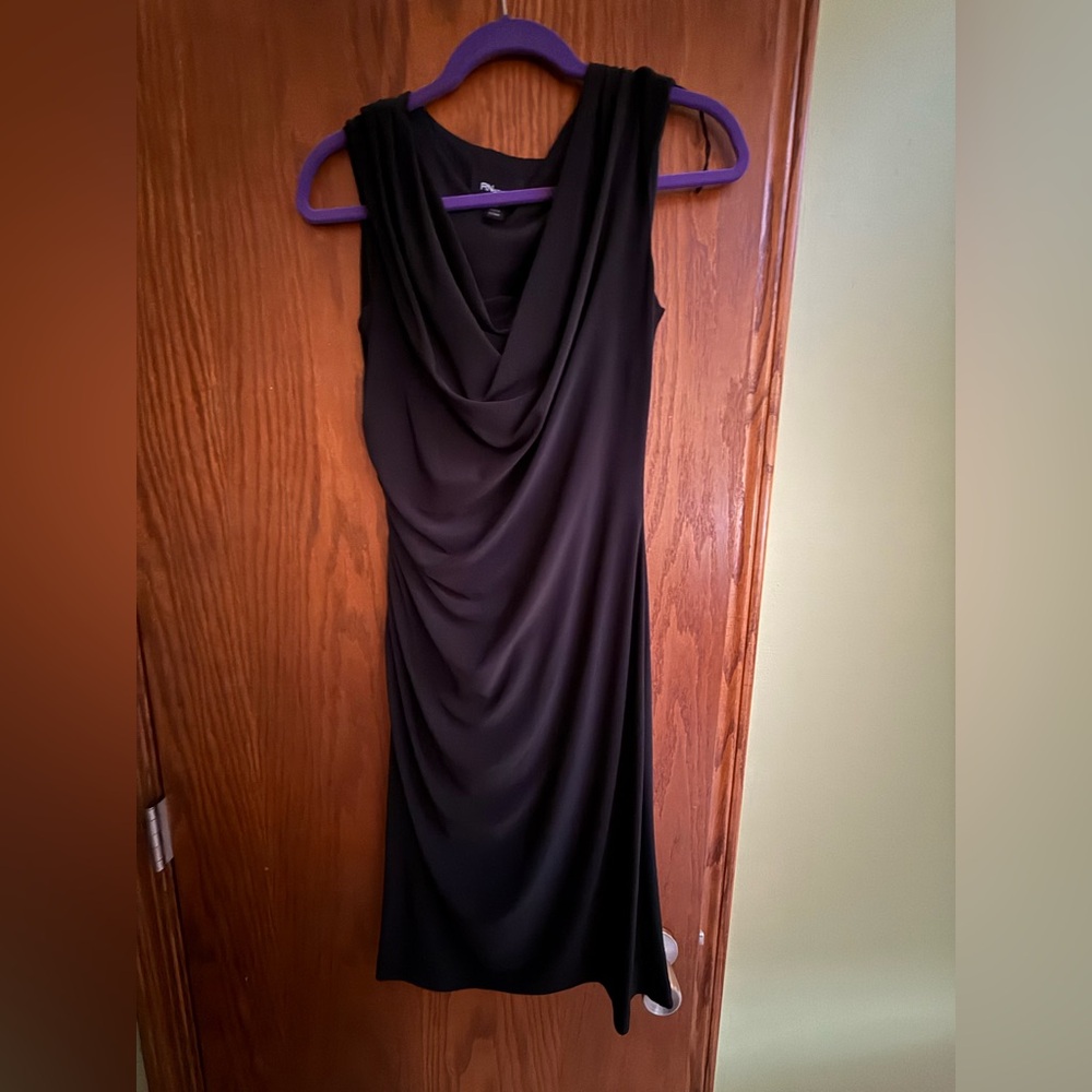 I.N. San Francisco Black Draped Midi Dress